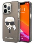 Калъф Karl Lagerfeld - Glitter Karl Head, iPhone 13 Pro Max, черен - 2t
